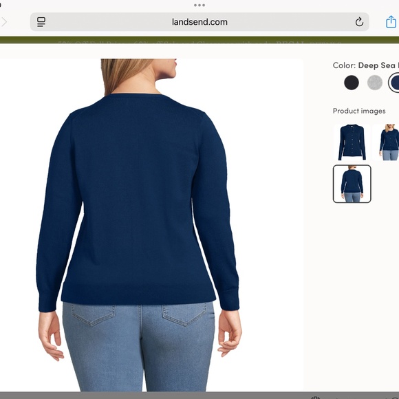 LANDS END PLUS SIZE SUPIMA COTTON CARDIGAN SWEATER - Picture 2 of 4